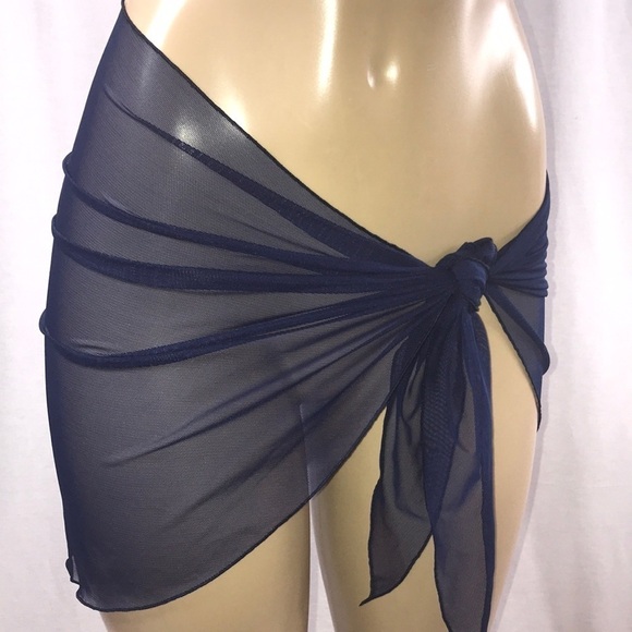 Zuliana Mesh Short Blue Sarong Made in USA - Picture 4 of 5